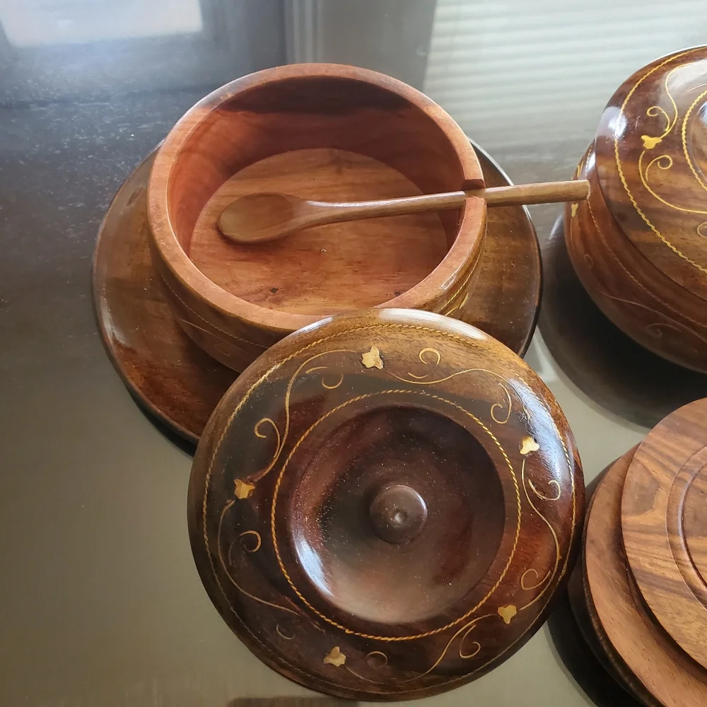 Wooden Sugar pot with spoon